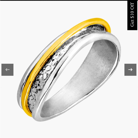 Float On Spinner Ring, Two-Tone sizes 5-11 available. - Picture 2 of 7